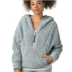 Prana Womens Polar Escape Permafrost Hoodie 1/2 Zip Medium Sherpa Fleece.
